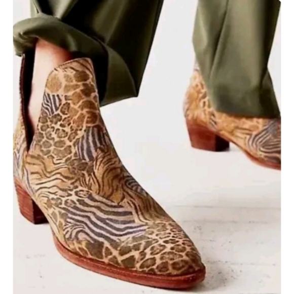 Free People Shoes - Free People Animal Charm Animal Print Double V Bootie Multi Print Size 38.5